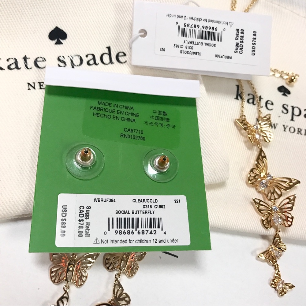 Kate Spade gold tone butterfly necklace only - Picture 4 of 4